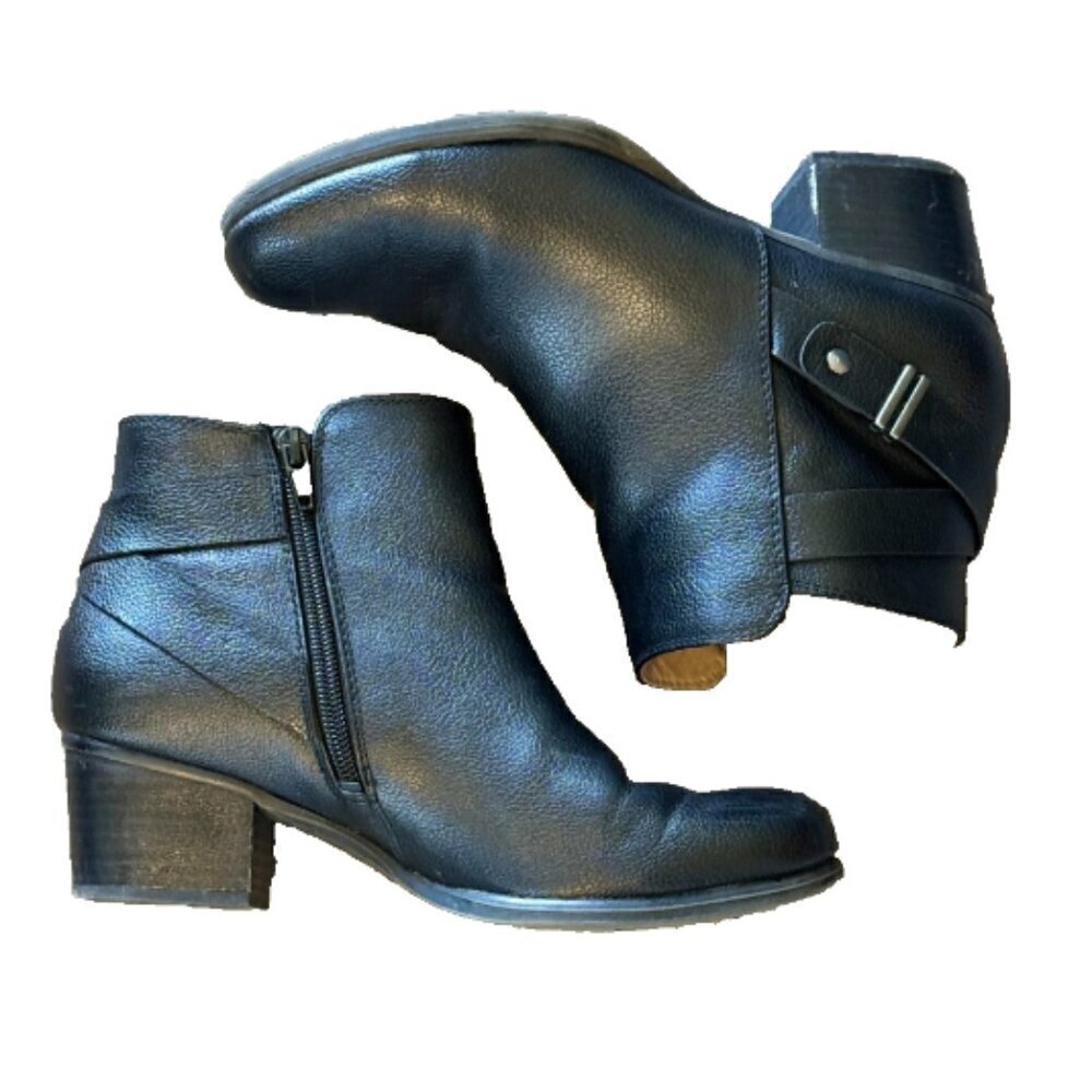 SOUL Naturalizer Boots Women's Size 7 Black Calm Booties Zipper Block Heel